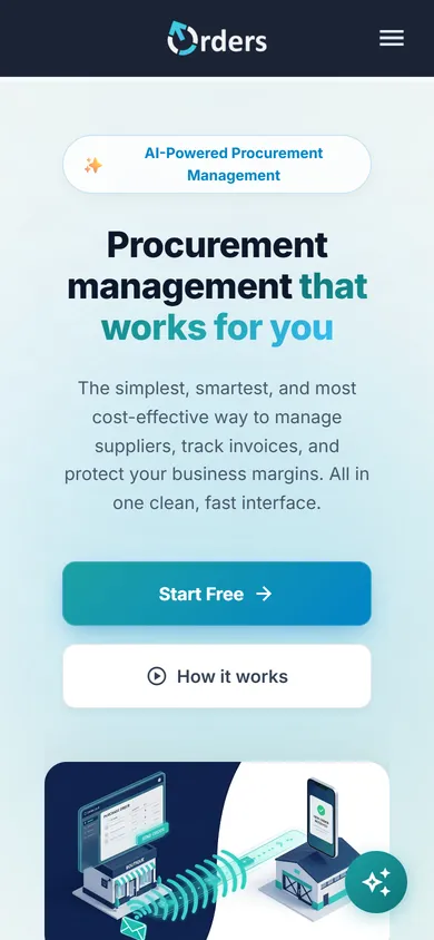 Orders: the home page on a phone