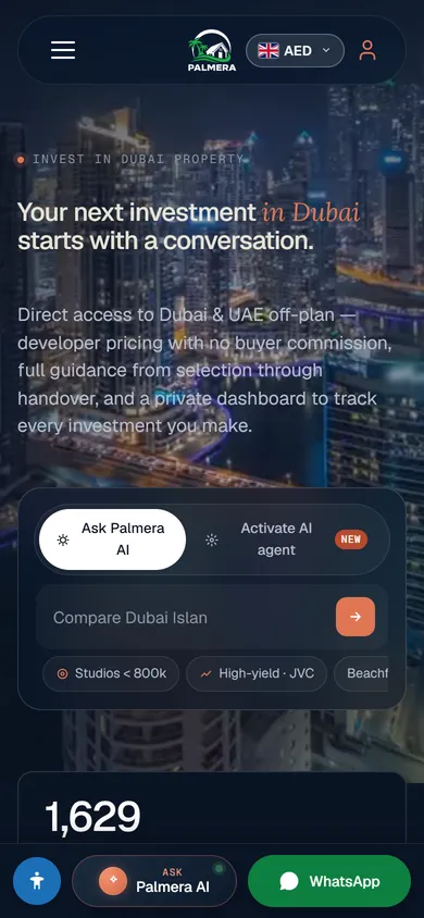 Palmera: the home page on a phone